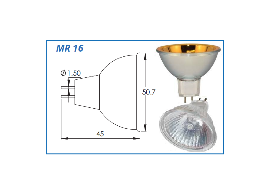MR16 Gold Coated Ellipsoidal Reflector Lamp