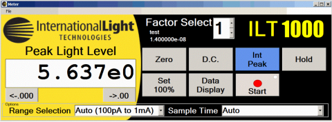 ILT1000 peak light level screen